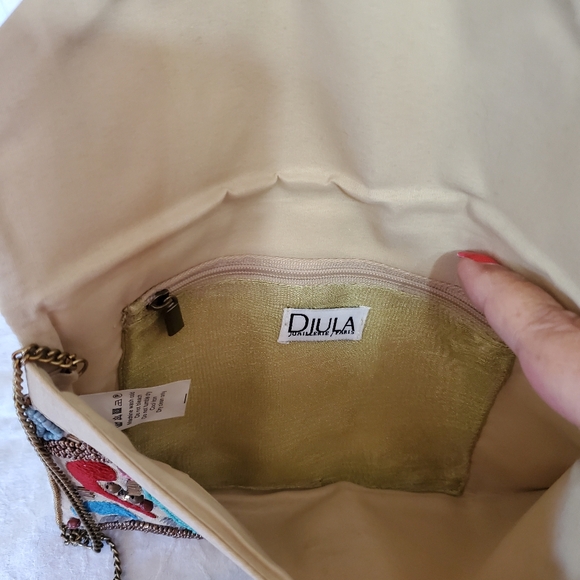 Djula Silk Evening Bag. Hand-Beaded in Paris. Vintage Luxury. - Picture 4 of 6